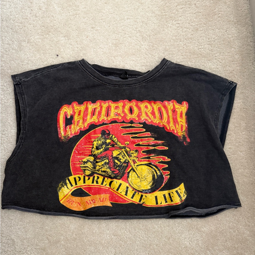 Black Graphic Sleeveless Top